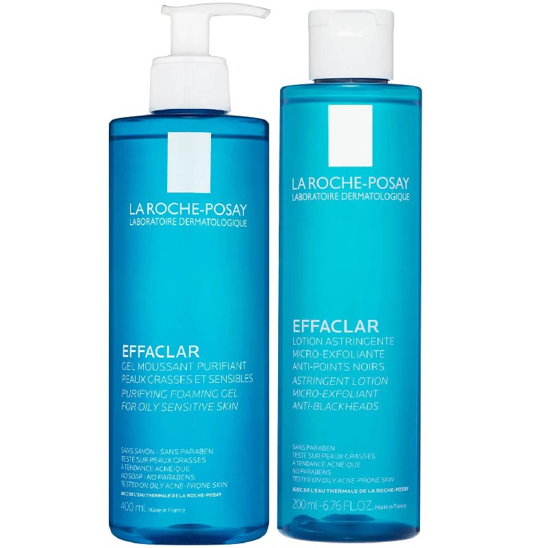 La Roche-Posay Blemish Prone Skin Cleansing Duo with 400ml Gel and 200ml Lotion