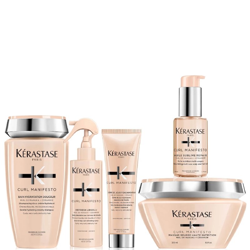 Kérastase Coily Hair Heroes Bundle with Shampoo, Leave-In Cream, Oil, Spray & Mask