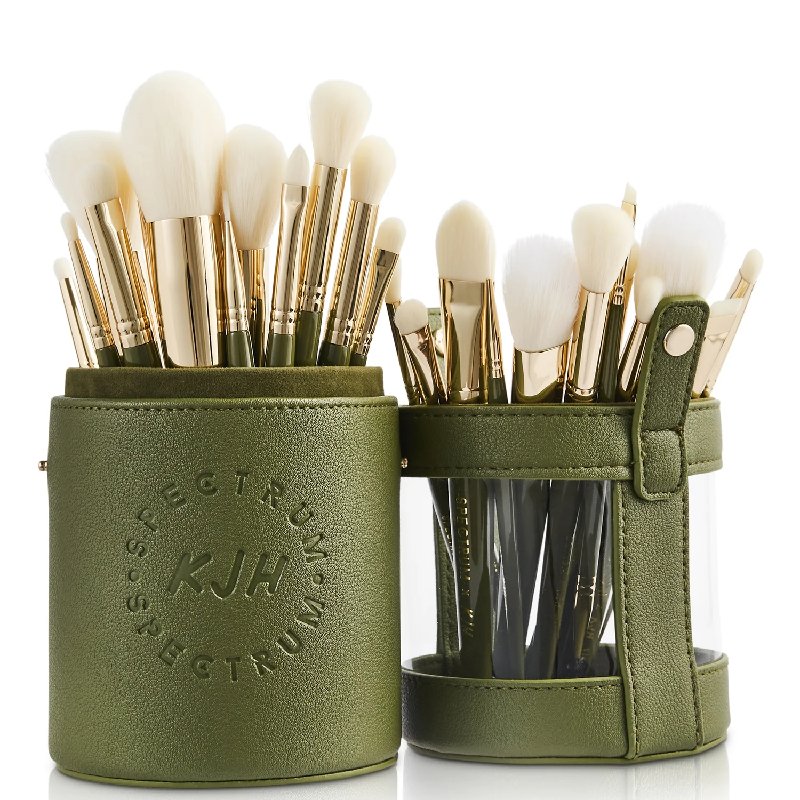 Spectrum Collections KJH 25 Piece Makeup Brush Set in Olive Green