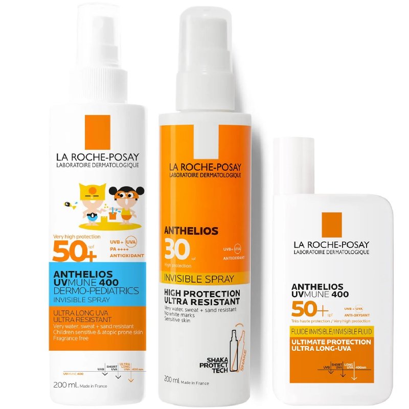 La Roche-Posay Anthelios Family SPF Bundle with UVMune Fluid 50ml and Sprays