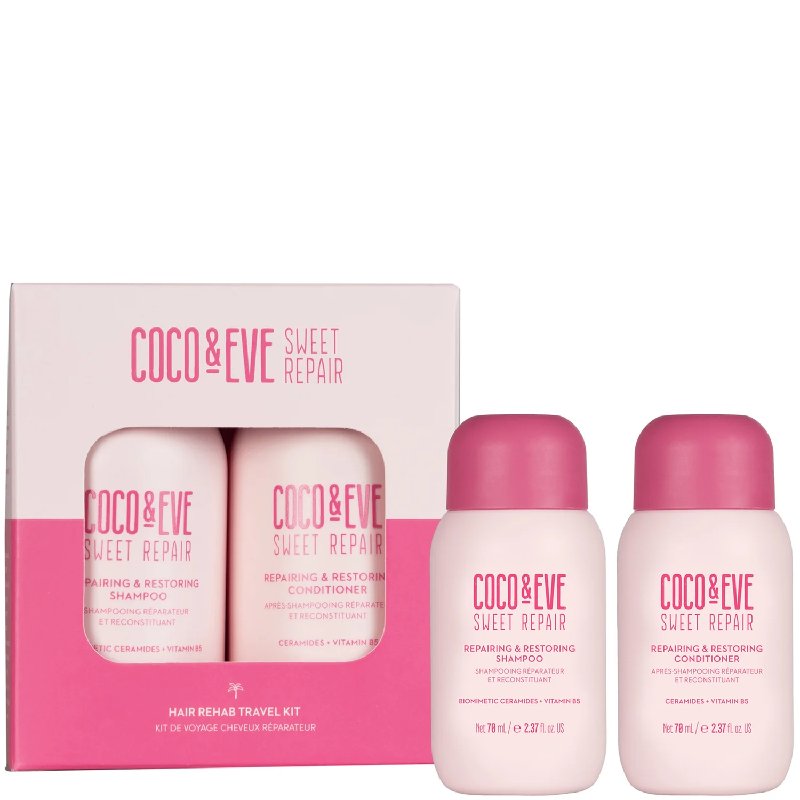 Coco & Eve Sweet Repair Hair Rehab Travel Kit with 70g Shampoo and Conditioner
