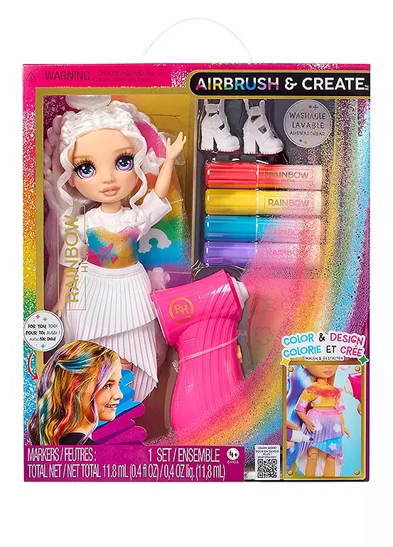 Rainbow High Air Brush & Create DIY Fashion Doll with Airbrush Kit and Washable Markers