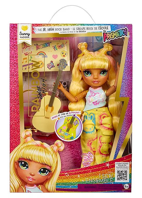 Rainbow High Jr High Sunny Fashion Doll with Yellow Guitar and Stickers