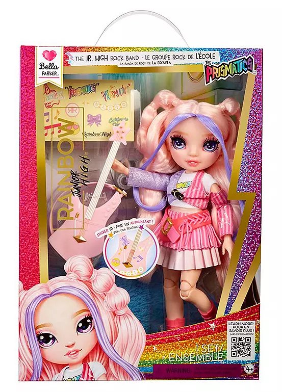 Rainbow High Junior High Bella Rockband Fashion Doll with Pink Bass Guitar