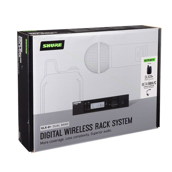 Shure GLXD+ Dual Band Wireless Rack System with Beta98H/C Microphone and GLXD4R+ Half-Rack Receiver