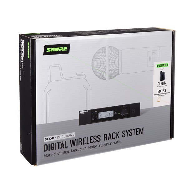 Shure GLXD+ Dual Band Wireless Rack System with MX153 Headworn Earset and GLXD4R+ Half-Rack Receiver