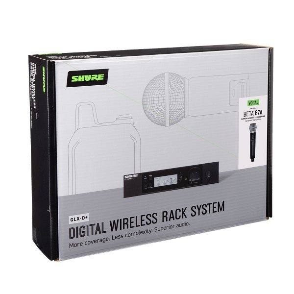 Shure GLXD24PLUS Dual Band Wireless System with Beta87 Microphone and Half Rack Receiver