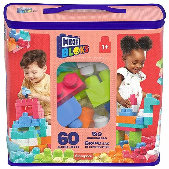 Mega Bloks First Builders Big Building Bag - 60 Piece Pastel Coloured Blocks
