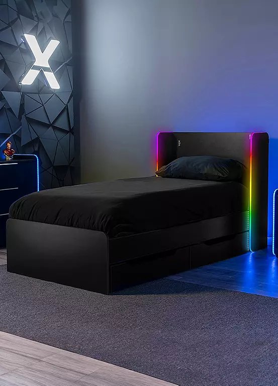 X Rocker Electra RGB Single Gaming Bed with Storage and App-Controlled LED Lights