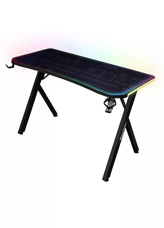 X Rocker Lumio Compact RGB Neo Motion Sync Gaming Desk with App-Controlled LED Lights, 110cm Wide
