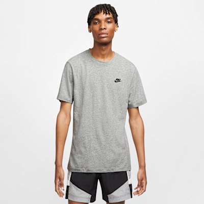 Nike Sportswear Club Men's T-Shirt - Dark Grey Heather/Black - XS