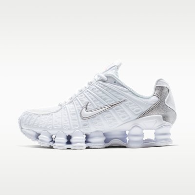 Nike Shox TL Women's Shoes - White/Metallic Silver/Max Orange/White - Size 5