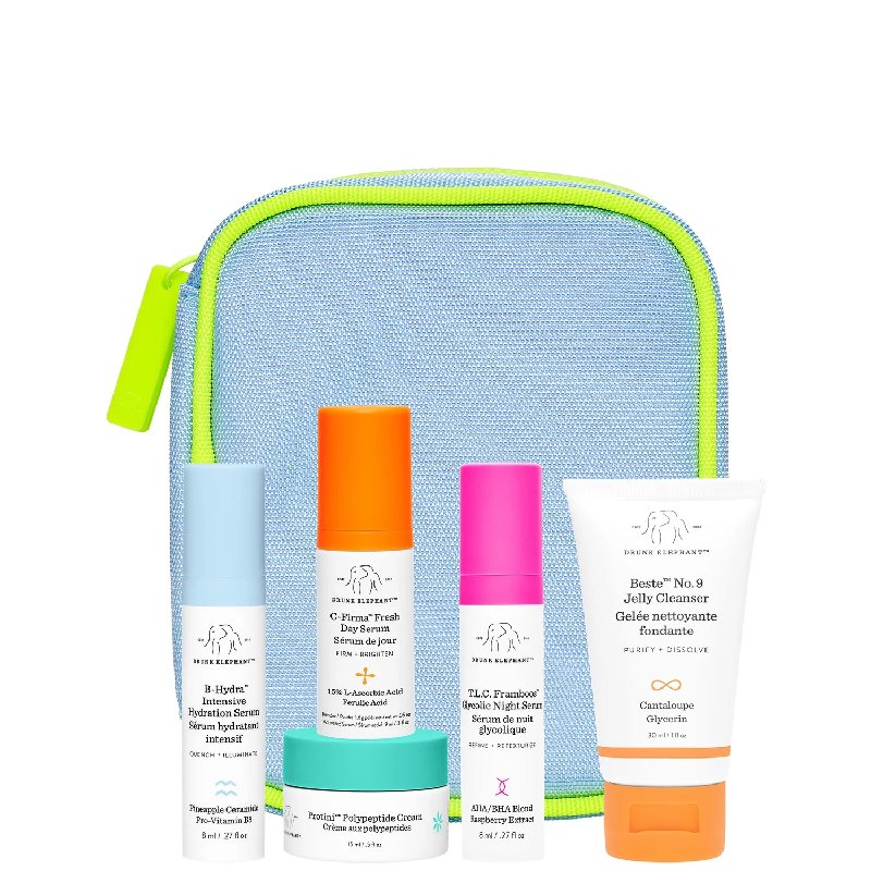 Drunk Elephant The Littles 7.0 Skincare Gift Set with 5 Mini Products and Wash Bag