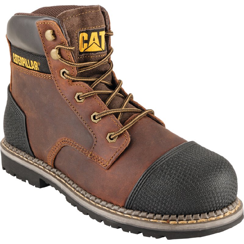 Caterpillar Powerplant S3 Safety Boots, Size 12, Wide Fitting, Brown, Steel Toe Cap