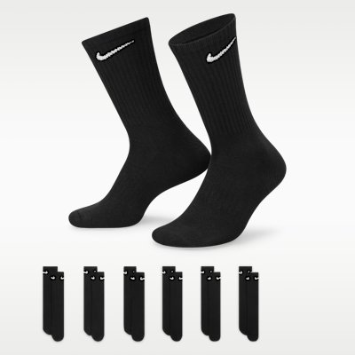 Nike Everyday Cushioned Training Crew Socks 6 Pairs - Black/White - Size S