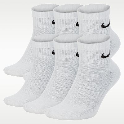 Nike Everyday Cushioned Training Socks 6 Pairs - White/Black - Size S