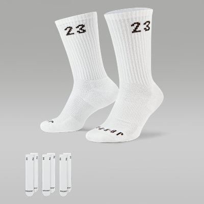 Jordan Essentials Crew Socks (3 Pairs) - White/Black - Size S