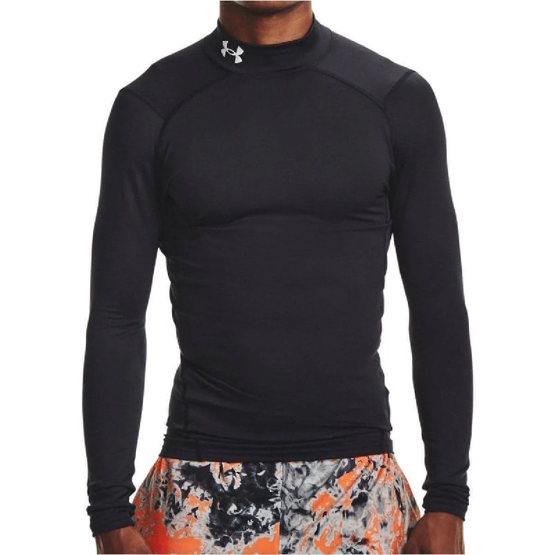 Under Armour ColdGear Compression Mock Long Sleeve Mens Running Top - Black