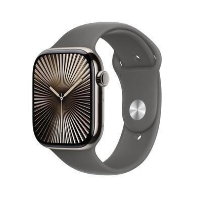 Apple Watch Series 10 GPS + Cellular 46mm Natural Titanium Case with Stone Grey Sport Band S/M