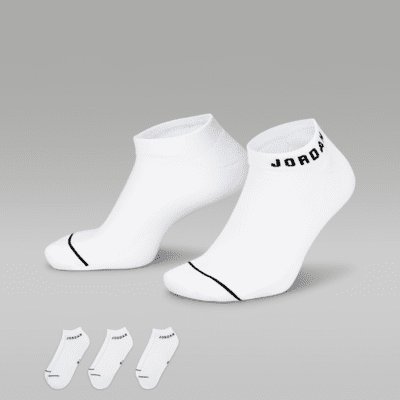 Jordan Everyday No-Show Socks 3 Pairs - White/Black - Size S