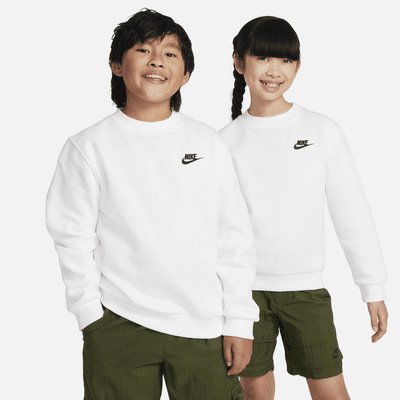 Nike Sportswear Club Fleece Kids' Sweatshirt - White/Black - XS