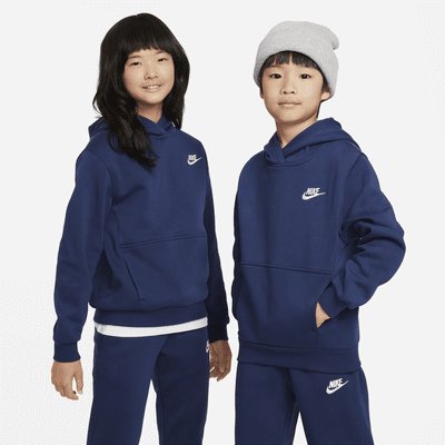 Nike Club Fleece Kids' Pullover Hoodie - Midnight Navy/White - XS