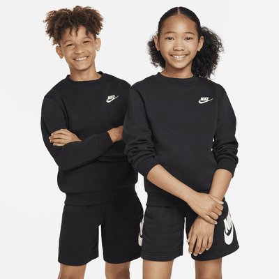 Nike Sportswear Club Fleece Older Kids' Sweatshirt - Black/White - XS