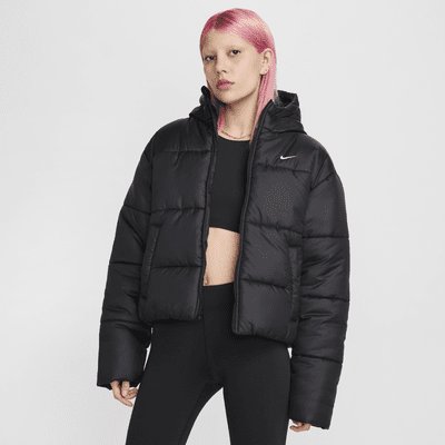 Nike Sportswear Classic Puffer Women's Therma-FIT Hooded Jacket - Black/White - XS