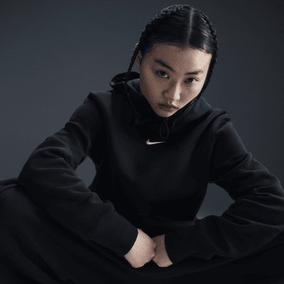 Nike Sportswear Phoenix Fleece Women's Pullover Hoodie - Black/Sail - XS