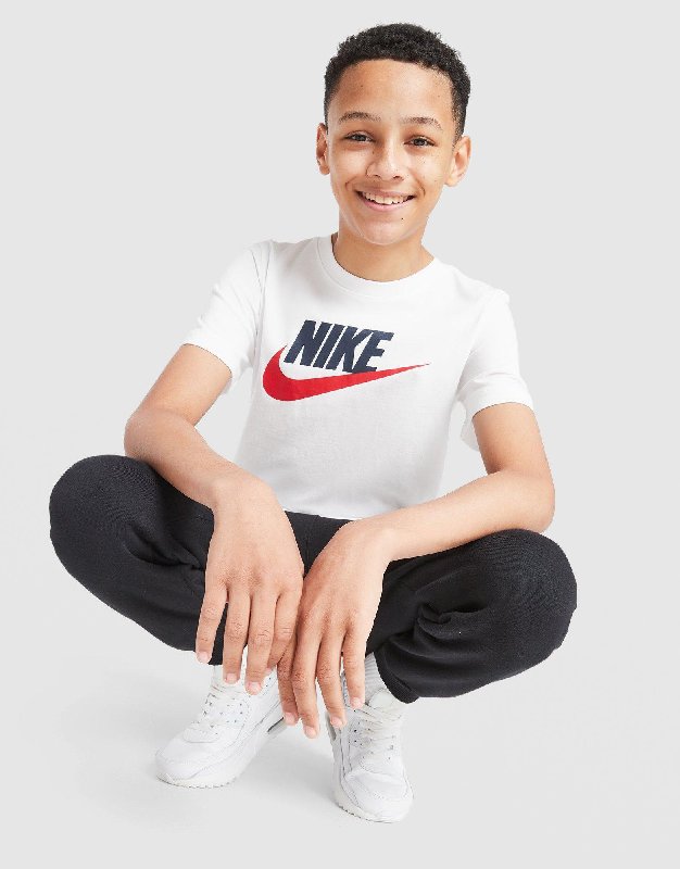 Nike Sportswear Older Kids' T-Shirt - White/Obsidian/University Red - Size XS