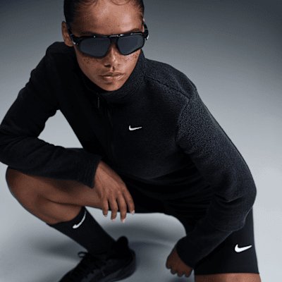 Nike Sportswear Phoenix Plush Women's Slim Long-Sleeve Fleece 1/2-Zip Top - Black/Sail - Size XS