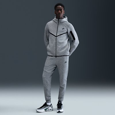 Nike Tech Men's Fleece Windrunner Full-Zip Jacket - Dark Grey Heather/Black - XS
