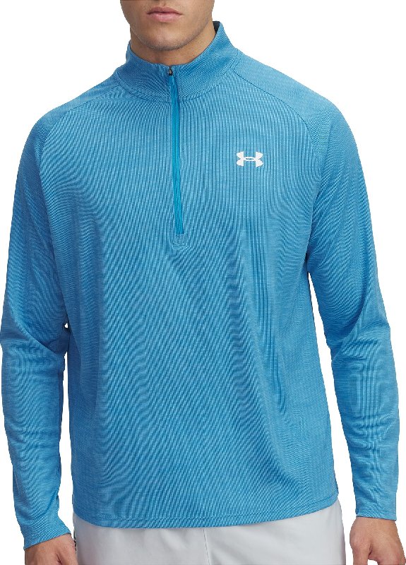 Under Armour Tech Textured Half Zip Long Sleeve Men's Running Top - Ether Blue / White