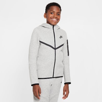 Nike Tech Fleece Kids' Full-Zip Hoodie - Dark Grey Heather/Black - XS