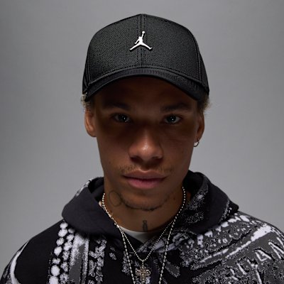 Jordan Rise Structured Metal Jumpman Hat - Black/Gunmetal - Size S/M