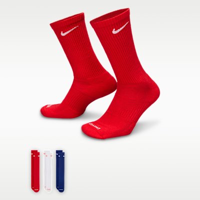 Nike Everyday Plus Cushioned Training Crew Socks, 3 Pairs, Multi-Colour, Size S