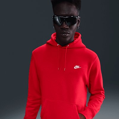 Nike Club Men's Fleece Hoodie - University Red/White - XS