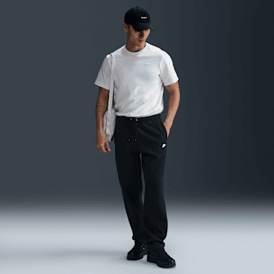 Nike Club Men's Open-Hem Fleece Trousers - Black/Black/White - Size XS