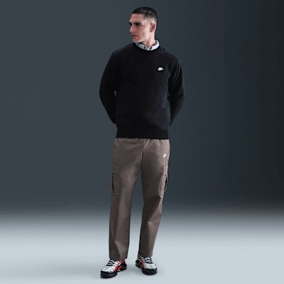 Nike Club Men's Fleece Crew - Black/White - XS