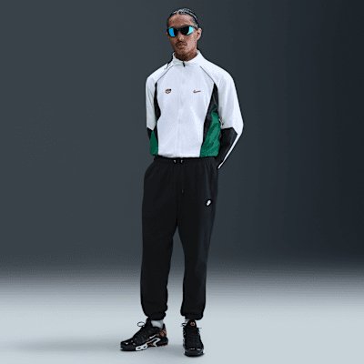 Nike Club Men's Cuffed Brushed Fleece Trousers - Black/Black/White - XS