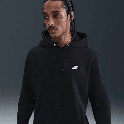Nike Club Men's Pullover Fleece Hoodie - Black/Black/White - XS