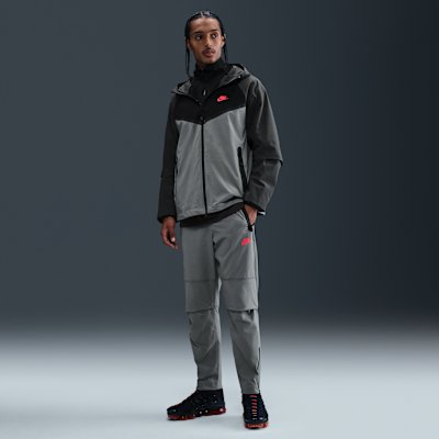 Nike Tech Men's Woven Open-Hem Trousers - Smoke Grey/Bright Crimson - XS