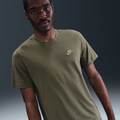 Nike Sportswear Club Men's T-Shirt - Medium Olive/Parachute Beige - XS