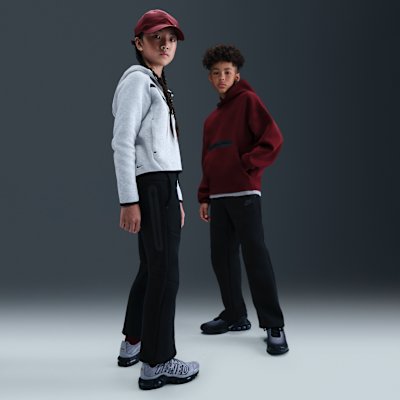 Nike Tech Fleece Big Kids' Open-Hem Trousers - Black/Black - XS
