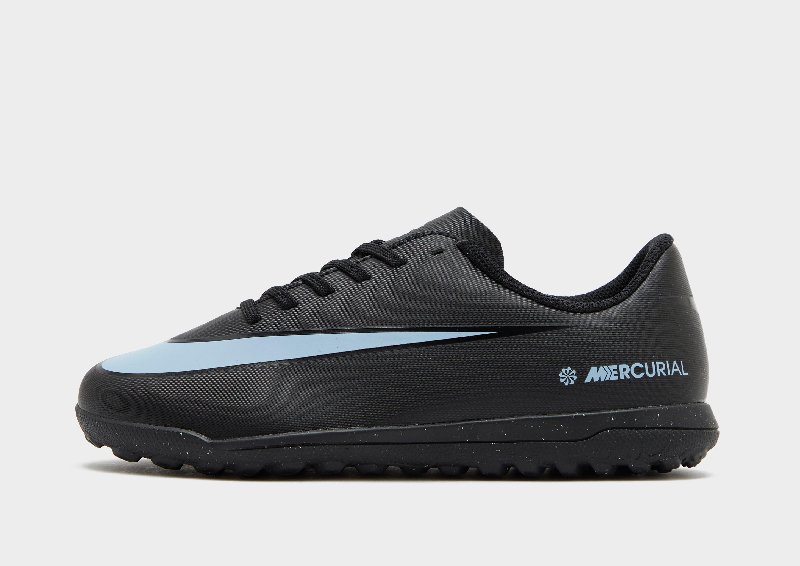 Nike Jr. Mercurial Vapor 16 Club Kids' Turf Football Boots - Black/Ice Blue - Size 1Y
