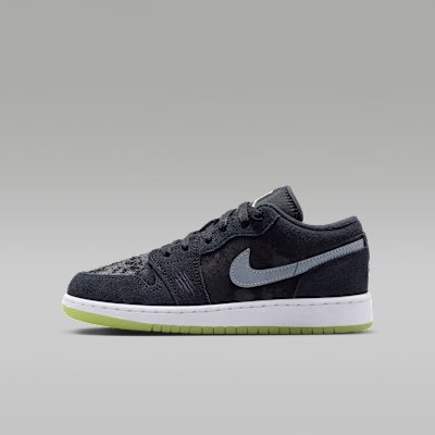 Jordan Air Jordan 1 Low Older Kids' Shoes - Black/Barely Volt/Dark Raisin/Iron Grey - Size 3.5Y