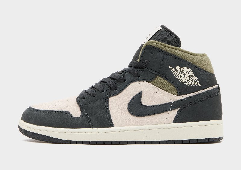 Jordan AJ1 Mid Men's Leather Basketball Shoes in Light Orewood Brown