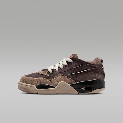 Air Jordan 4 RM Older Kids' Shoes - Ironstone/Baroque Brown/Light Bone/Medium Olive - Size 3.5Y
