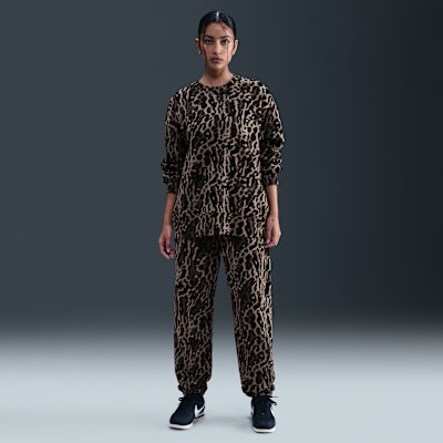 Nike Phoenix Fleece Women's High-Waisted Oversized Tracksuit Bottoms - Black/Ironstone - Size XS