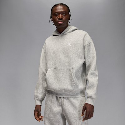 Jordan Brooklyn Fleece Men's Oversized Pullover Hoodie - Grey Heather/White - XS